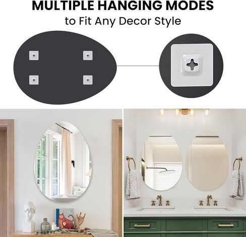 مرآة حمام بدون إطار من VASUHOME Drop، مرآة زينة حائط مقاس 28 × 36 بوصة، مرايا كبيرة مثبتة على الحائط للحمام وغرفة المعيشة وغرفة النوم in Kuwait