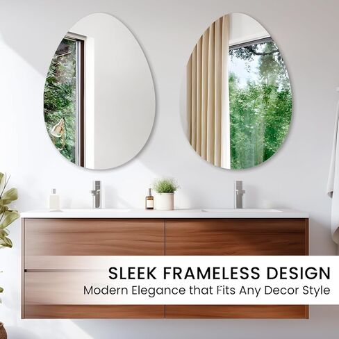 مرآة حمام بدون إطار من VASUHOME Drop، مرآة زينة حائط مقاس 28 × 36 بوصة، مرايا كبيرة مثبتة على الحائط للحمام وغرفة المعيشة وغرفة النوم in Kuwait