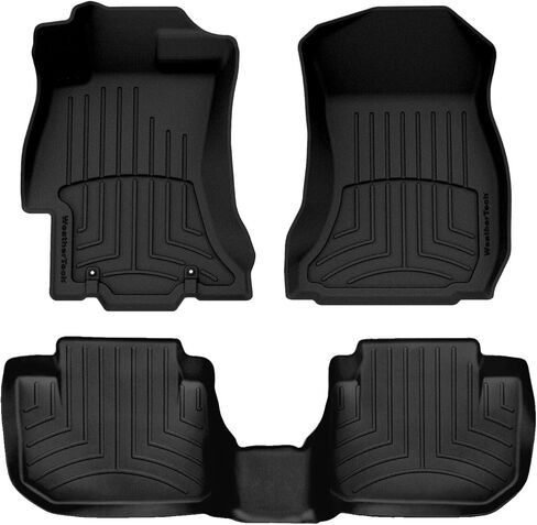 سجادات أرضية WeatherTech FloorLiner HP Custom Fit لسيارة Subaru Impreza، WRX، Crosstrek - الصف الأول والثاني (44439-1-2IM)، أسود in Saudi Arabia