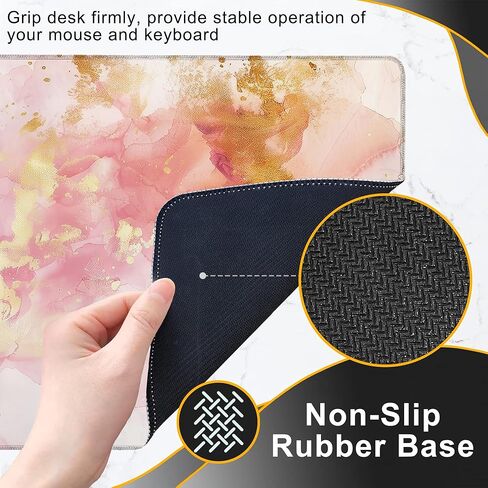 Gaming Mouse Pad, Rose and Gold Liquid Marble Large Desk Mat for Keyboard and Mouse,Non-Slip Rubber Base and Stitched Edges Desk Pad for Home Office 35.4x15.7in in Saudi Arabia