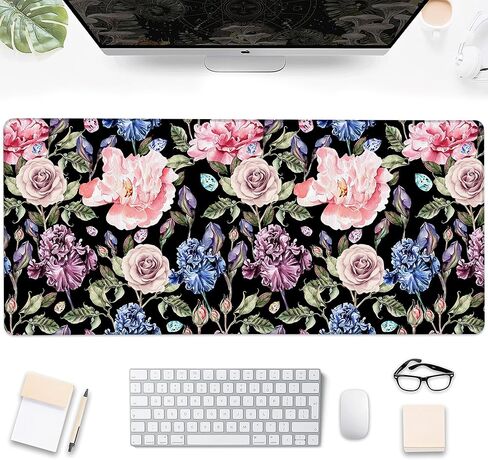 Gaming Mouse Pad, Rose and Gold Liquid Marble Large Desk Mat for Keyboard and Mouse,Non-Slip Rubber Base and Stitched Edges Desk Pad for Home Office 35.4x15.7in in Saudi Arabia