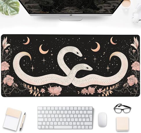 Gaming Mouse Pad, Rose and Gold Liquid Marble Large Desk Mat for Keyboard and Mouse,Non-Slip Rubber Base and Stitched Edges Desk Pad for Home Office 35.4x15.7in in Saudi Arabia