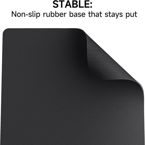 Wiseta Mouse Pad - Office Series, Computer Black Mouse Pad with Non Slip Rubber Base, Surface Leather Material Waterproof, Bottom Rubber Non Slip, Easy to Slide Mouse, Durable and Convenient to Carry in Kuwait