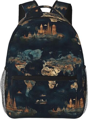 Beach Chair Backpack, Wave Design Polyester Backpacks with Straps, 11.4inx5.9inx15.7in, Multi-Pocket Storage Bookbag, Ideal For School Work Travel Hiking Camping, Women Girls Ocean Lovers Gifts in Saudi Arabia