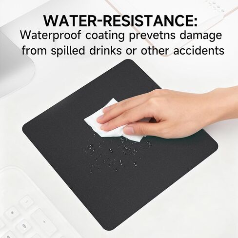 Wiseta Mouse Pad - Office Series, Computer Black Mouse Pad with Non Slip Rubber Base, Surface Leather Material Waterproof, Bottom Rubber Non Slip, Easy to Slide Mouse, Durable and Convenient to Carry in Kuwait