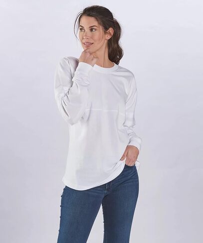 boxercraft Pom Pom Jersey Longsleeve Pullover for Women, White M in Kuwait