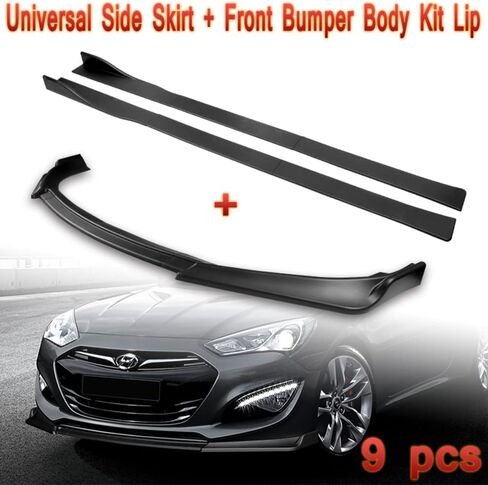 Q1-TECH, 9-Piece Front Bumper Lip & Side Skirt Extensions Diffuser Compatible with 2013 2014 2015 2016 Hyundai Genesis Coupe, Front Bumper Lip Spoiler Air Chin Body Splitter ABS (Matt Black) in Saudi Arabia