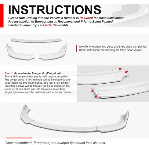 Auto Dynasty 3PC CS2 Style Gloss Black Front Bumper Lip Spoiler Wing Body Kit Compatible with Subaru Impreza WRX STI 06-07 in Saudi Arabia