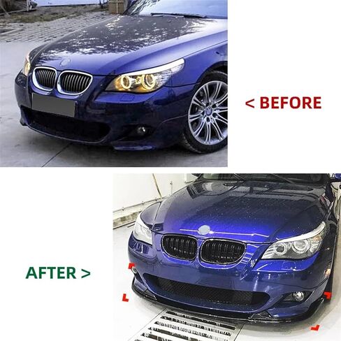 الشفة الأمامية الممتصة للصدمات متوافقة مع BMW E60 E61 5 Series 525i 530i 540i 550i M Sport 2005 إلى 2010 موزع سبويلر سبويلر من ABS غطاء طقم الجسم (أسود لامع) in Kuwait