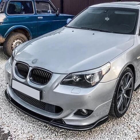 الشفة الأمامية الممتصة للصدمات متوافقة مع BMW E60 E61 5 Series 525i 530i 540i 550i M Sport 2005 إلى 2010 موزع سبويلر سبويلر من ABS غطاء طقم الجسم (أسود لامع) in Kuwait