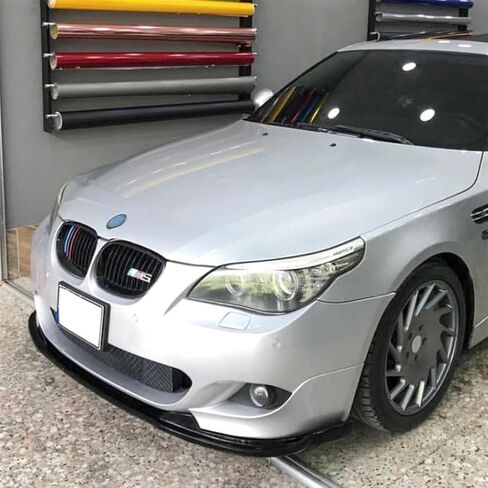 الشفة الأمامية الممتصة للصدمات متوافقة مع BMW E60 E61 5 Series 525i 530i 540i 550i M Sport 2005 إلى 2010 موزع سبويلر سبويلر من ABS غطاء طقم الجسم (أسود لامع) in Kuwait