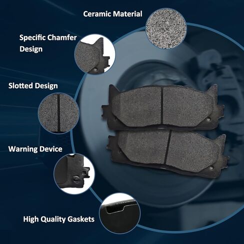 D1293 D1212 Front & Rear Ceramic Brake Pads Kits Fit For 2007-2017 for Toyota Camry, 2008-2018 for Toyota Avalon, 2007-2018 for Lexus ES350, 2013-2018 for Lexus ES300h 8PCS in Kuwait