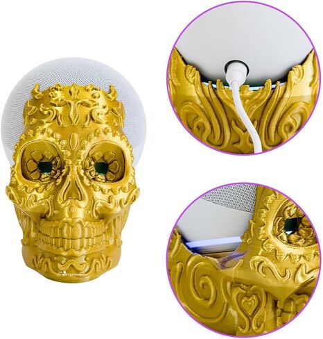 Dock for Alexa Echo Dot 4G & 5G Ornamental Skull (Gold) in Saudi Arabia