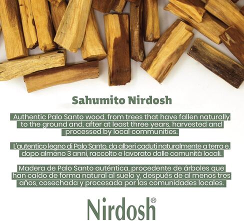 NIRDOSH Palo Santo Incense Sticks Sahumito طبيعي 100٪ - 25 عصا خشبية 1,96 بوصة - بخور عضوي مبتكر للتسامي - تنظيف الطاقة السلبية - جرافولينز من خشب بالو سانتو الأصلي in Kuwait