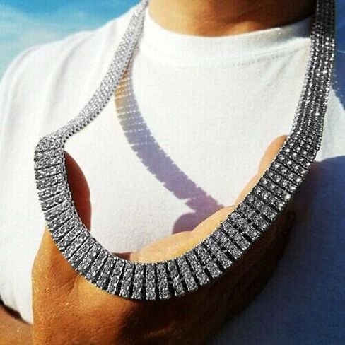 Hip Hop White Gold Plated Praying Hands Large Pendant & 20" 30" Iced 4 Row Tennis Chain Bling Necklace in Saudi Arabia