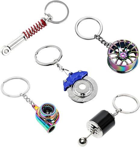 5 PCS Car Parts Model Key Chains, Anti Lost Metal Turbo Keychain for Decor, Stylish Car Parts Key Chain for Women Men in Kuwait