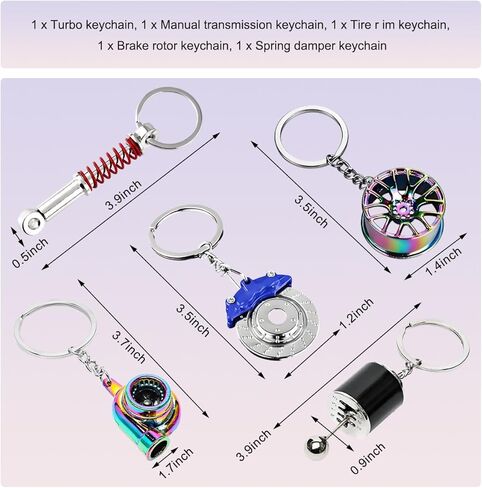 5 PCS Car Parts Model Key Chains, Anti Lost Metal Turbo Keychain for Decor, Stylish Car Parts Key Chain for Women Men in Kuwait