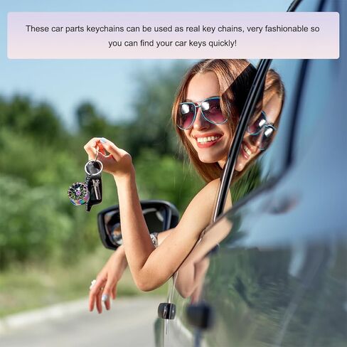 5 PCS Car Parts Model Key Chains, Anti Lost Metal Turbo Keychain for Decor, Stylish Car Parts Key Chain for Women Men in Kuwait