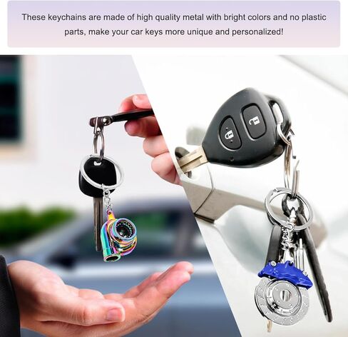 5 PCS Car Parts Model Key Chains, Anti Lost Metal Turbo Keychain for Decor, Stylish Car Parts Key Chain for Women Men in Kuwait