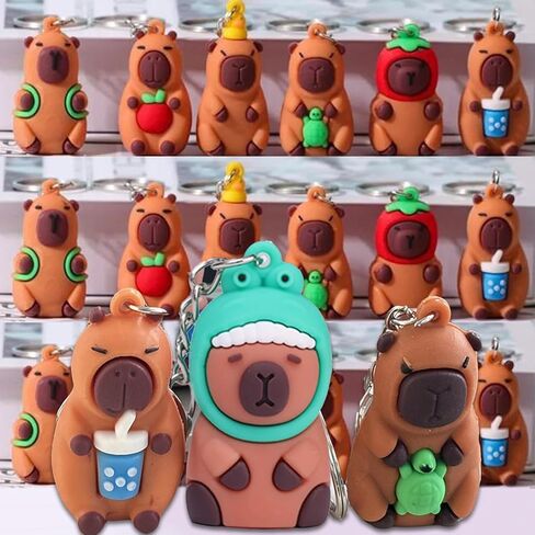 20pcs Cute Brown Capybara Keychain Pendant Cycling Backpack Key Phone Pendant Soft Rubber Key Chains Decor,Random,5.2 * 2.8cm in Saudi Arabia