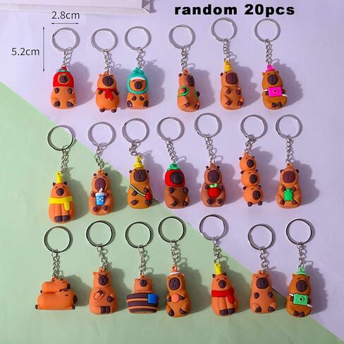 20pcs Cute Brown Capybara Keychain Pendant Cycling Backpack Key Phone Pendant Soft Rubber Key Chains Decor,Random,5.2 * 2.8cm in Saudi Arabia