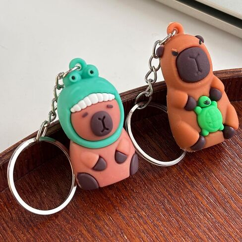 20pcs Cute Brown Capybara Keychain Pendant Cycling Backpack Key Phone Pendant Soft Rubber Key Chains Decor,Random,5.2 * 2.8cm in Saudi Arabia