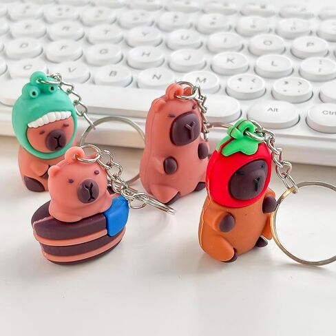 20pcs Cute Brown Capybara Keychain Pendant Cycling Backpack Key Phone Pendant Soft Rubber Key Chains Decor,Random,5.2 * 2.8cm in Saudi Arabia