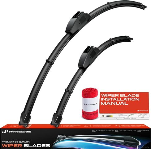 A-Premium 28" + 14" Windshield Wiper Blades Compatible with Honda Fit 2009-2020 - Hook Connector, with Wear Indicator & Towel, Left and Right (Pack of 2) in Saudi Arabia