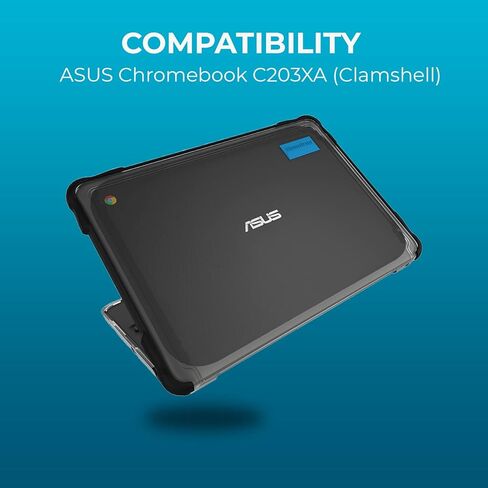 حقيبة الكمبيوتر المحمول Gumdrop SlimTech تناسب جهاز ASUS Chromebook C203XA (صدفي). مصمم للطلاب والمعلمين والفصول الدراسية من مرحلة الروضة وحتى الصف الثاني عشر - مصدات متينة تم اختبارها ضد السقوط لحماية موثوقة للجهاز - أسود in Saudi Arabia