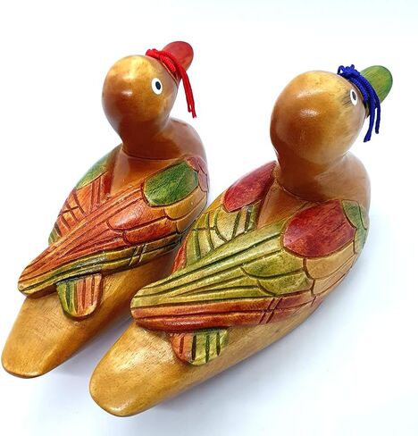 Wooden Mandarin Duck 6.7" 원앙 Korean Wedding Handmade + Small Duck Spoon Rest Gift box + Hanbok Silk Wrap + Korean Character Han gul Box + Book Mark Gift in Saudi Arabia
