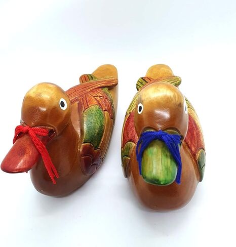 Wooden Mandarin Duck 6.7" 원앙 Korean Wedding Handmade + Small Duck Spoon Rest Gift box + Hanbok Silk Wrap + Korean Character Han gul Box + Book Mark Gift in Saudi Arabia
