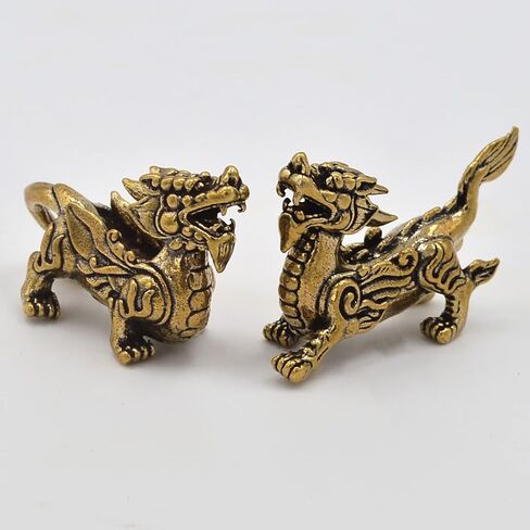 Feng Shui 1 Pair Brass Pi Yao/Pi Xiu Statue Pixiu Lucky Statue Home Decoration Ornament for Good Luck in Saudi Arabia