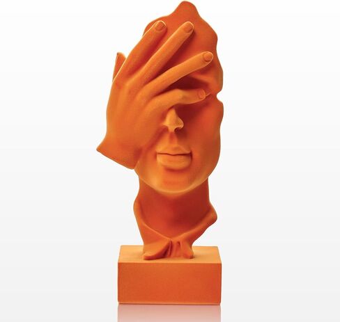 Velvet Flocked Thinker Sculpture for Home Decor, Modern Abstract Art Statue Flocked Collectible Figurines for Room, Bookshelf, Office, Desk Decor (Orange) in Saudi Arabia
