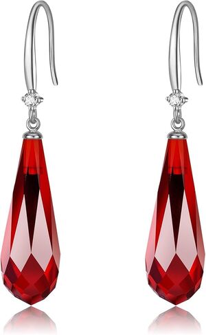 14K Gold Plated Garnet Earrings for Women S925 Sterling Silver Sapphire Wedding Earrings Dangle Garnet Jewelry for Birthday in Kuwait