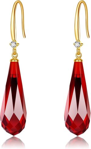 14K Gold Plated Garnet Earrings for Women S925 Sterling Silver Sapphire Wedding Earrings Dangle Garnet Jewelry for Birthday in Saudi Arabia