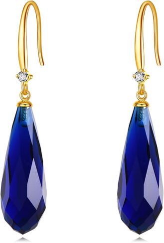 14K Gold Plated Garnet Earrings for Women S925 Sterling Silver Sapphire Wedding Earrings Dangle Garnet Jewelry for Birthday in Saudi Arabia
