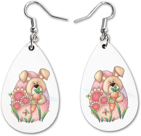 Easter Bunny Egg Dangle Earrings Set | Cute Girls Womens Jewelry Earings | Double Sided Print | Spring Holiday Gifts | Passover Sunday Girls Decorations Girlfriend Wife Adorable Fashion Accessories in Saudi Arabia