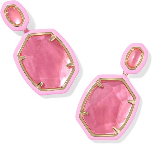 Kendra Scott, Women's, Daphne Enamel Frame Drop Earrings, Bright Pink Illusion, One Size in Saudi Arabia