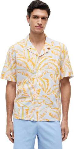 Tommy Hilfiger Men's Lightweight Short Sleeve Cotton Beach Print Shirt with Pocket, Men's Casual Button Down Summer Shirts in Saudi Arabia