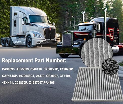 X1987001 AF55839 P640110 فلتر هواء المقصورة لـ Kenworth T660 T680 T700 T800 T880، متوافق مع Peterbilt 567 579، لـ International HV507 HV607 LT625 MV607، يستبدل PA30093 CAF1815P 4070948C1 4 قطع in Saudi Arabia