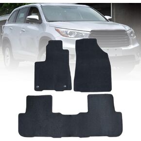 Mythoria Car Floor Mats Full Set Fit for Toyota Highlander 7Passengers 2009 2010 2011 2012 2013 | Black, Velour Carpet | Waterproof, with Anti-Slip Backing in Kuwait