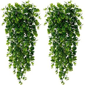 قطعتان من النباتات الاصطناعية المعلقة ونباتات كرمة الأوكالبتوس الصناعية المقاومة للأشعة فوق البنفسجية في الهواء الطلق للأماكن الداخلية والخارجية لتزيين الشرفة والشرفة والزفاف in Kuwait