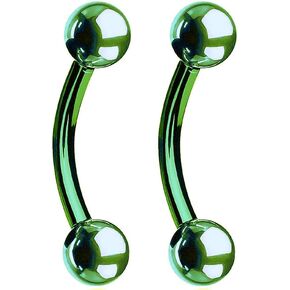 Satix 2PCS Surgical Steel PVD Plated 16G Curved Barbell Eyebrow Ring Vertical Labret Lip Tragus Helix Rook Earring Eyebrow Piercing Jewelry in Kuwait