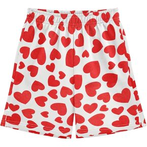 Boys Athletic Shorts with Pockets Red Heart Running Basketball Shorts for Youth Elastic Waist Size 7-14Y in Kuwait