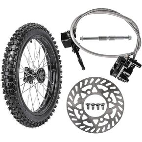 19" Front Wheel Assembly for Pit Pro Trail Dirt Bikes - Includes 1.6 x 19 Rim, 70/100-19 Knobby Tire, Inner Tube, Wheel Bearing, Rotor, 15mm Axle, and Front Brake Caliper Assembly in Kuwait