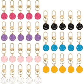 35 Pcs 7 Colors Smile Face Keychain Enamel Expression Key Chain Flat Round Pendant Charms for Purse Handbag Charm Accessories Perfect for Birthday and Festival Gift in Kuwait