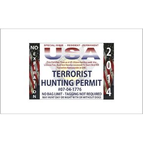 USA Terrorist Permit Decal Vinyl Bumper Sticker 5" in Kuwait