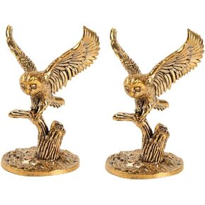2pc Vintage Brass Owl Figurine - Movie Themed Decorative Statue for Living Room & Home Office in Kuwait
