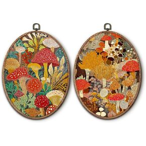 Hxlac Rustic Mushroom Oval Wall Art Framed, Botanical Kitchen Oval Wall Decor, Gift for Mushroom Lover, Farmhouse Nature Hanging Canvas Prints Wall Sculptures for Home Kitchen Decor, 8.5x11.5 Inch in Kuwait