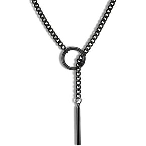 Black Gothic Necklace for Women Moon Stainless Steel Slip Chain Long Choker Chunky Goth Y Punk Necklace Jewelry Gift in Kuwait